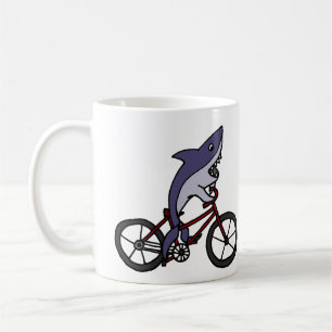 Enfaldig tecknad för hajridningcykel kaffemugg