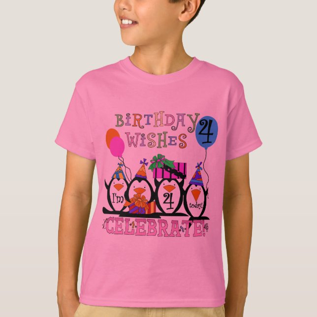 Enfaldiga pingvin4e födelsedagenT-tröja och gåvor T Shirt (Framsida)