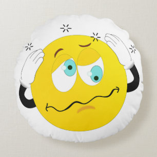 Enfaldigt ansikte Emoji Rund Kudde