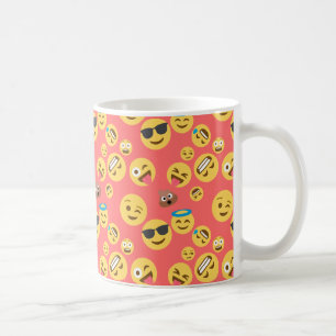 Enfaldigt rött Emoji mönster Kaffemugg