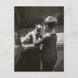 Enfant et son chatta - Willy Ronis Vykort