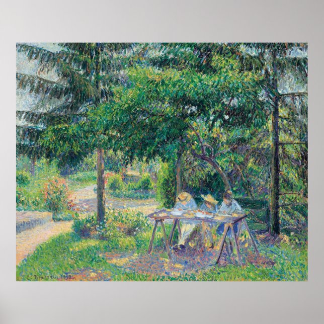 Enfants attablés dans le jardin Camille Pissarro Poster (Framsidan)