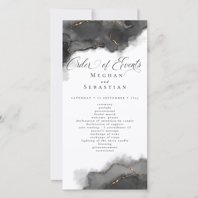 Enfärgad Abstrakt, svart och Guld, vattenfärg (Framsida)