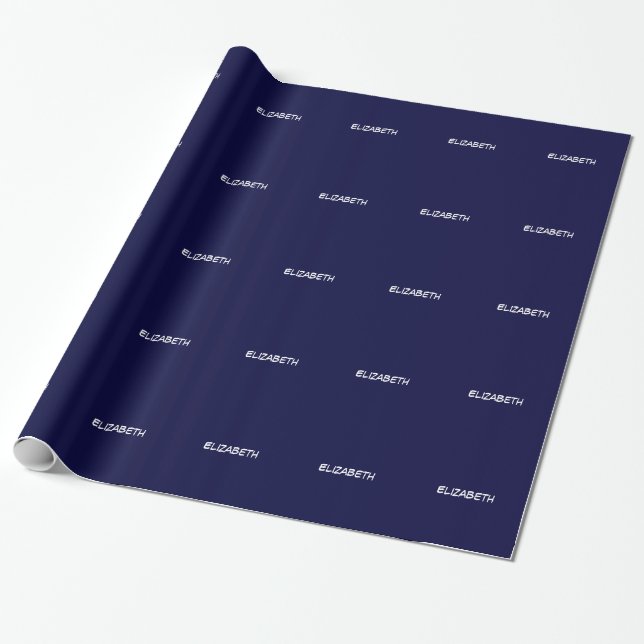 Enfärgad DIY-bakgrund, namnmonogram - Marinblå Presentpapper (Utrullad)