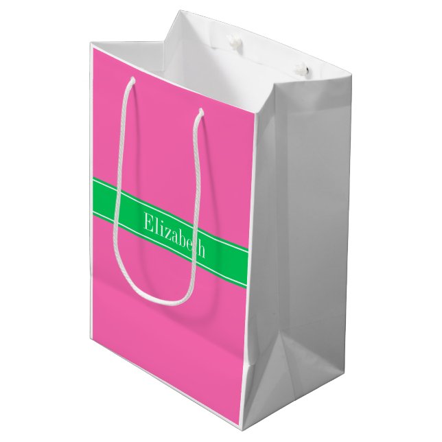 Enfärgad het rosa #2 smaragdgrön bandnamnmonogram (Framsidan Vinklad)