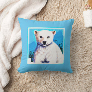 Enfärgad målning av en Polar Bear Unge. Köp nu Kudde