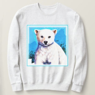 Enfärgad målning av en Polar Bear Unge. Köp nu Lång Ärmad Tröja