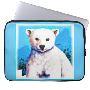 Enfärgad målning av en Polar Bear Unge. Köp nu Laptop Fodral
