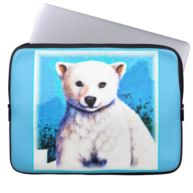 Enfärgad målning av en Polar Bear Unge. Köp nu Laptop Fodral (Framsidan)