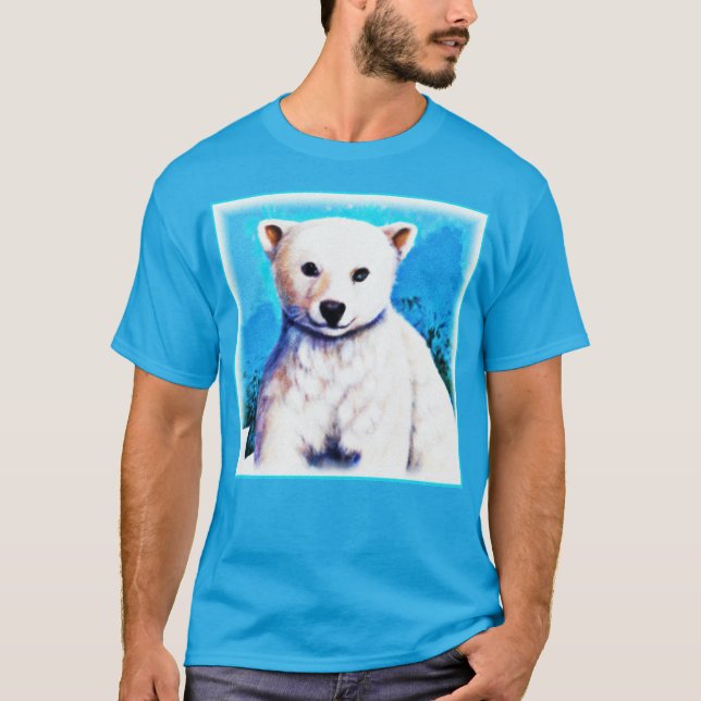 Enfärgad målning av en Polar Bear Unge. Köp nu T Shirt (Framsida)