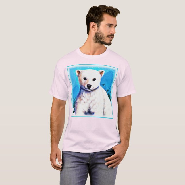 Enfärgad målning av en Polar Bear Unge. Köp nu T Shirt (Hel framsida)