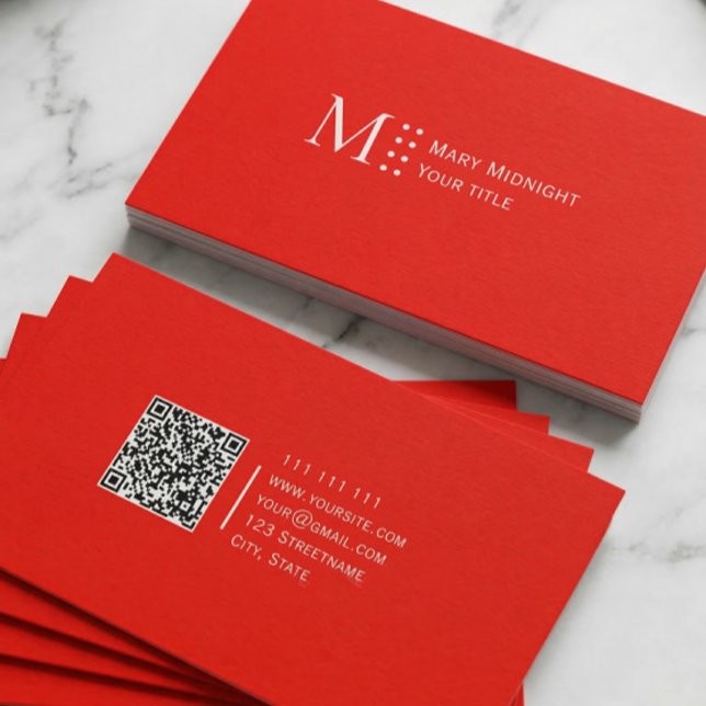 Enfärgad QR-kod Modern Godisäpple Röd Visitkort (Skapare uppladdad)