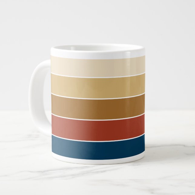 Enfärgad Randig Varm Varmt höstfärgade Jumbo Mugg (Framsida vänster)