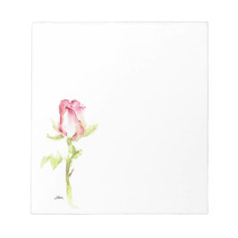 Enfärgad vattenfärg Rosa Röd ros Handmålat Anteckningsblock