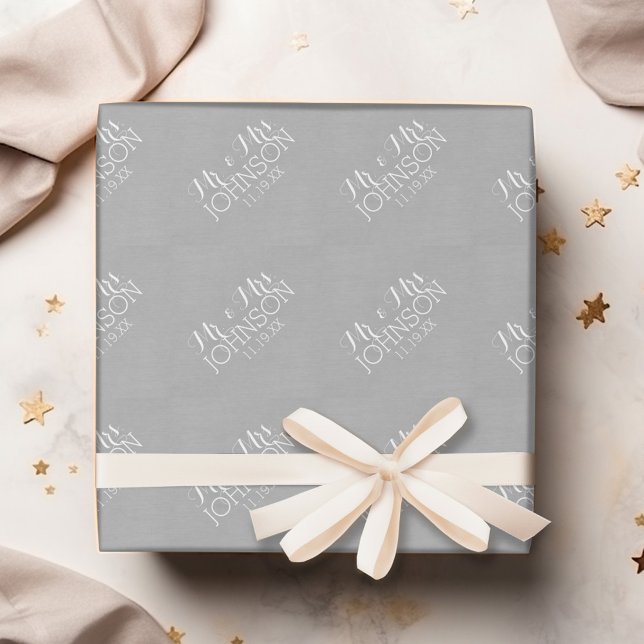 Enfärgat silver - Bröllopsfavoriter för herrar och Presentpapper (Personalized Wedding Anniversary Wrapping Paper)