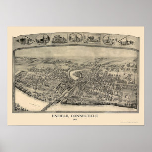 Enfield, CT Panoramic Karta - 1908 Poster