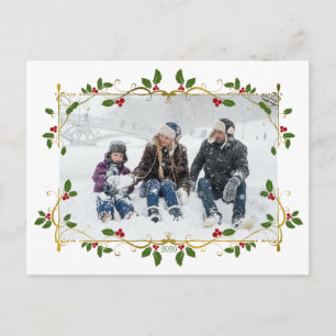 Enfoto för jullägget Foil Holly Gräns Vykort