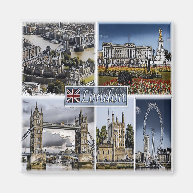 ENG015 LONDON, England, Europa, Fridge Magnet (Framsidan)