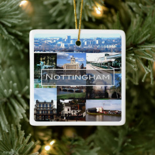 ENG021 NOTTINGHAM, England, Europa, Fridge Magnet Julgransprydnad Keramik