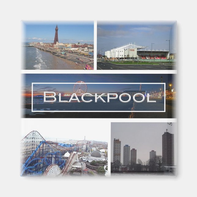 ENG031 BLACKPOOL, Lancashire, England, Kylskåp  Magnet (Framsidan)