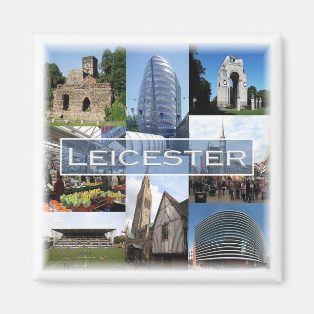 ENG043 LEICESTER, England, Europa, Fridge Magnet (Framsidan)