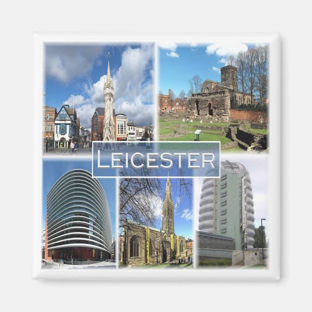 ENG044 LEICESTER, England, Europa, Fridge Magnet (Framsidan)