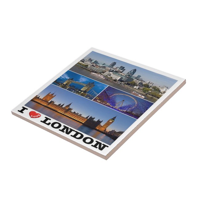 ENG065 LONDON "I KÄRLEK", England Kakelplatta (Sidan)