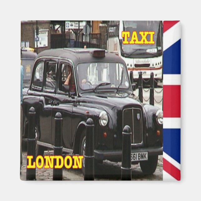 ENG094 LONDON BLACK CAP TAXI, Fridge Magnet (Framsidan)