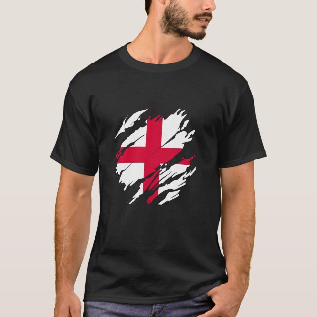 ENG Flagga Fläkt St George s Kor T Shirt (Framsida)