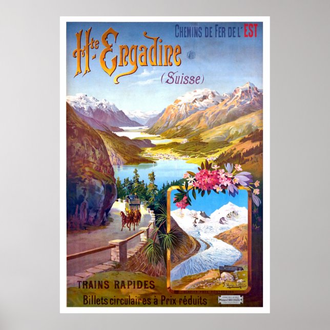Engadin, Schweiz, landskap och bergsväg Poster (Framsidan)