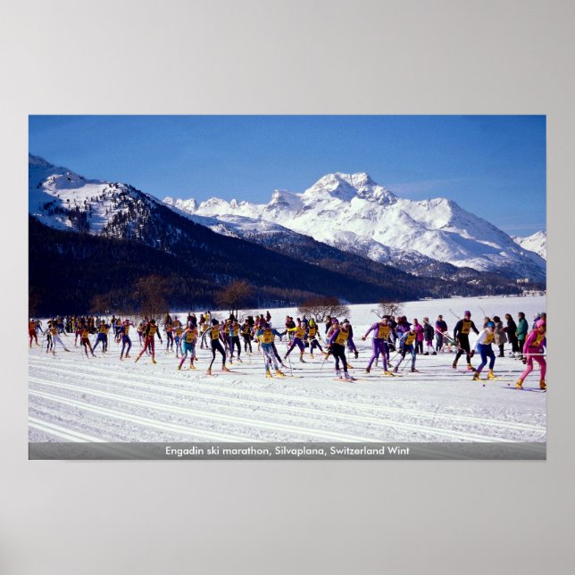Engadin ski marathon, Silvaplana, Schweiz Wint Poster (Framsidan)