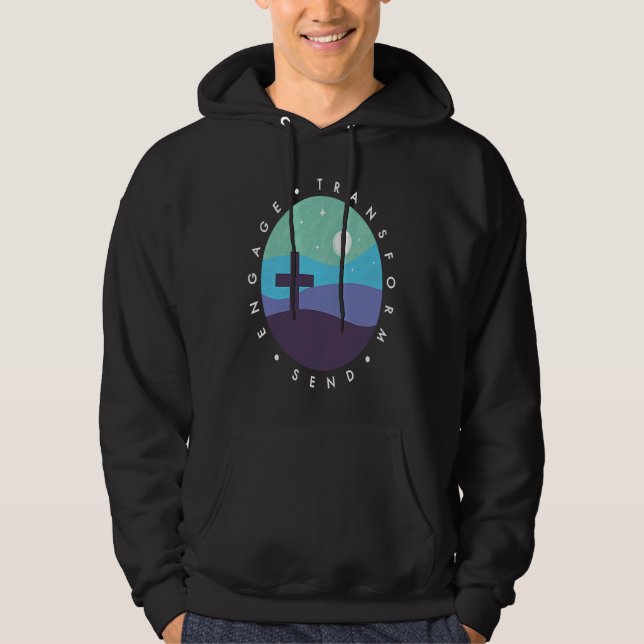 Engage transform send Christian cross minimalist J Hoodie (Framsida)