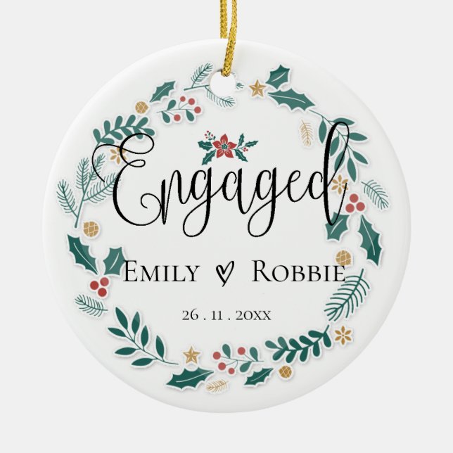 Engaged Couple | Our First Christmas   Julgransprydnad Keramik (Framsidan)