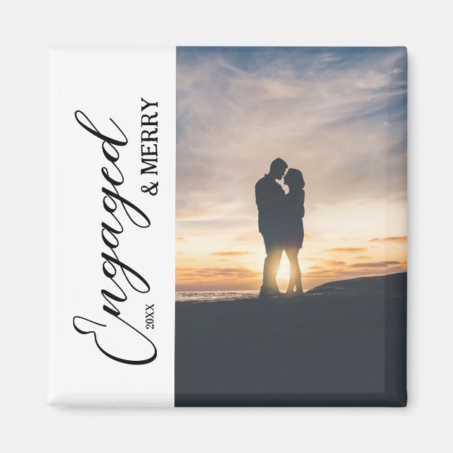 Engaged & Merry Couple Photo Magnet (Framsidan)