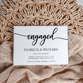 Engagemang Fest Chic Kalligrafi Svart Och Vitt Inbjudningar