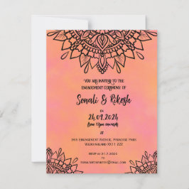 Engagemang Invitation Mandala Rosa & Orange Kort