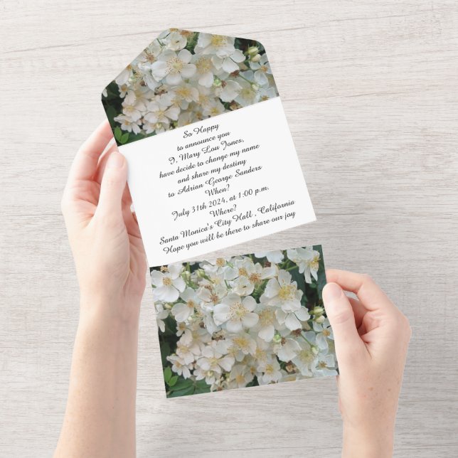 Engagemang Invitation Vit Små Blommor Foto (Avrivbar del)