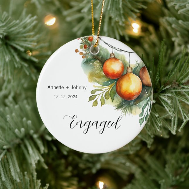Engagemang Ornament, Förlovningsornament, Brud- Julgransprydnad Keramik (Träd)