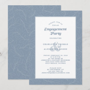 Engagemangsfest Dusty Blue Modern Kul Ledig Chic Inbjudningar