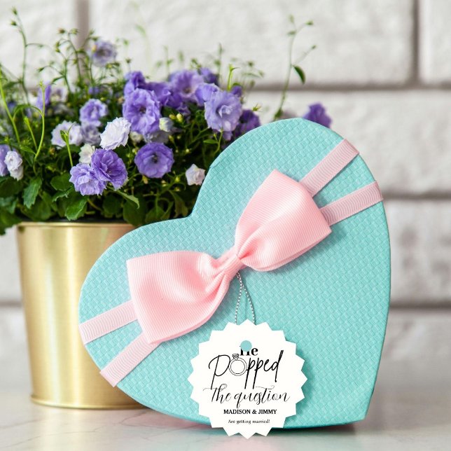 Engagemangsfest sticker, han friade gåvor etiketter (Skapare uppladdad)