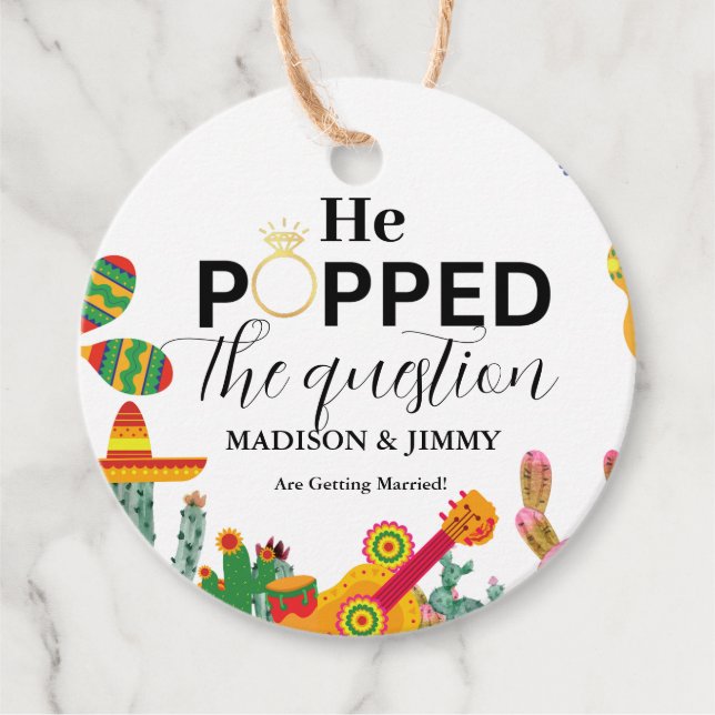 Engagemangsfest sticker, han friade gåvor etiketter (Framsida)