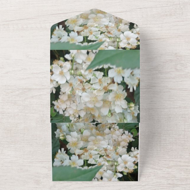 Engagemangsinbjudan Vita Blommor Bukett Foto (Utsida)