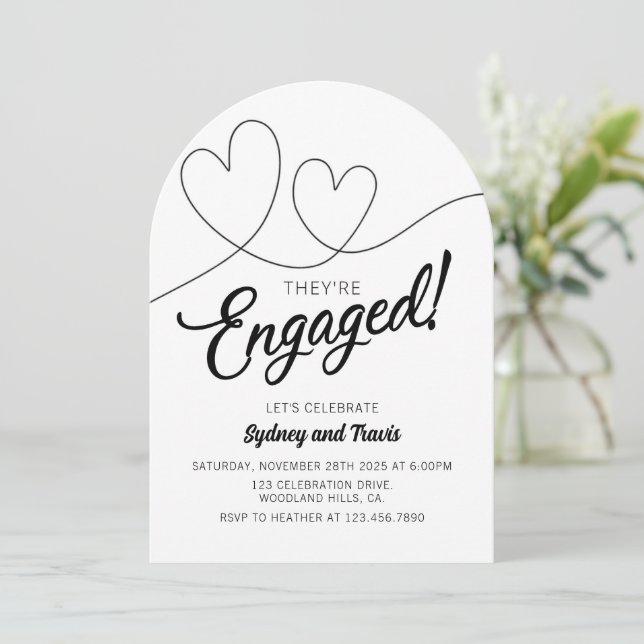 Engagement, Modern, Black and white,  Inbjudningar (Stående Fram)