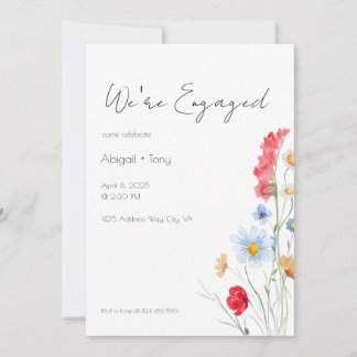 Engagement Party Invitation, Minimalist Floral Inbjudningar