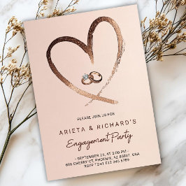 Engagement party invitation with a gold heart inbjudningar