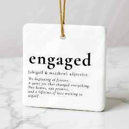 Engagerad Calligraphy Photo Keepsak Julgransprydnad Keramik