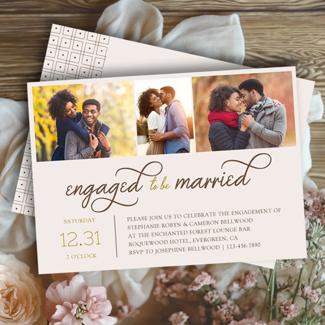 Engagerad för att vara gift med Förlovningsfest 3- Inbjudningar (Engagement Photo Invitation from the Engagement Party Invitations collection by Darling & May)