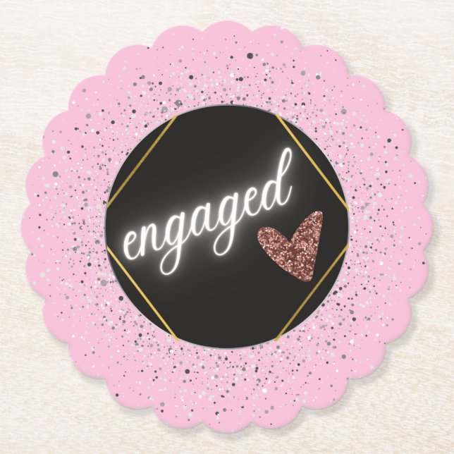 Engagerad Glam Pastel Underlägg Papper (Framsida)