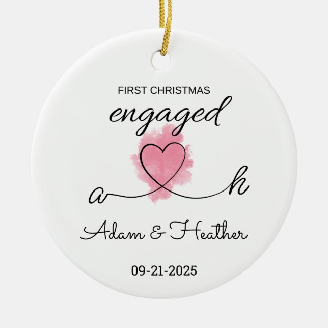 Engagerad julprydnad, första jul julgransprydnad keramik (Framsidan)