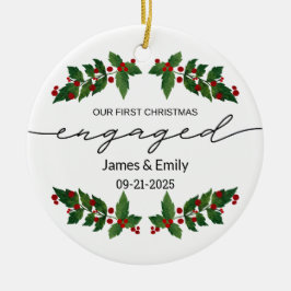 Engagerad julprydnad, första jul julgransprydnad keramik